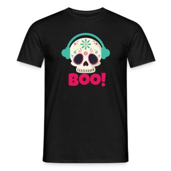 Boo Totenkopf - Männer T-Shirt - Schwarz - Vorne - AI Model Male 178 light (178cm)