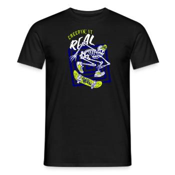 Halloween Skeleton Skater Creepin' It Real - Men's T-Shirt - black - Front - AI Model Male 178 light (178cm)