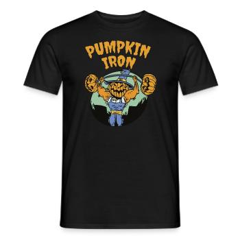 Pumpkin Iron - Halloween pun - Men's T-Shirt - black - Front - AI Model Male 178 light (178cm)