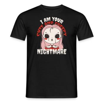 Creepy Girl Cute Creepy Nightmare Halloween - Men's T-Shirt - black - Front - AI Model Male 178 light (178cm)