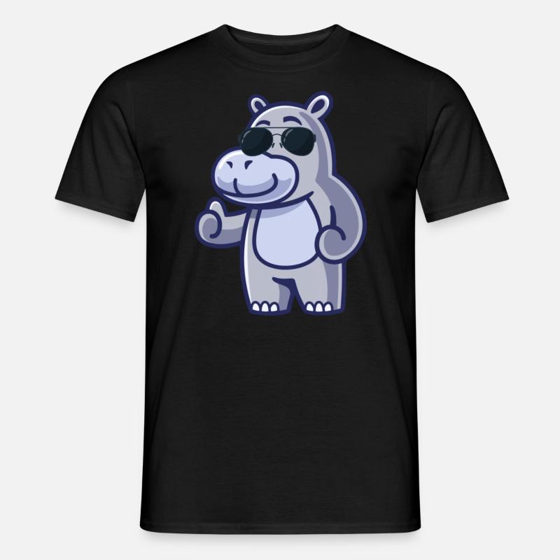 Coole Sonnenbrille Hippo Tier Geschenk Nilpferd - Mænd T-shirt - sort