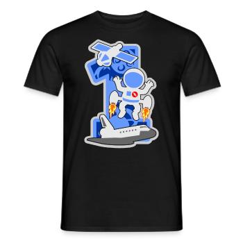 Astronaute 1er anniversaire numéro 1 - 1 ans - T-shirt homme - noir - Devant - AI Model Male 178 light (178cm)