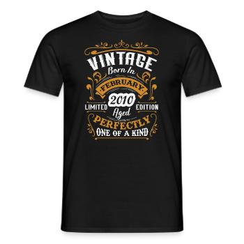 Cadeau d'anniversaire, Vintage né en Février 2010 - T-shirt homme - noir - Devant - AI Model Male 178 light (178cm)