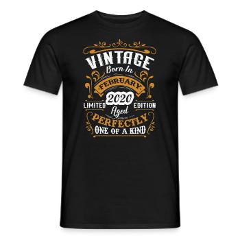 Cadeau d'anniversaire, Vintage né en Février 2020 - T-shirt homme - noir - Devant - AI Model Male 178 light (178cm)