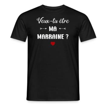 Veux-tu être ma marraine ? - T-shirt homme - noir - Devant - AI Model Male 178 light (178cm)