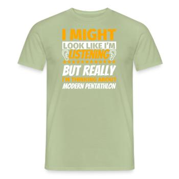Cadeau amusant de pentathlon moderne - T-shirt homme - vert sauge - Devant - AI Model Male 178 light (178cm)