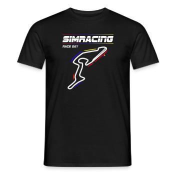 Simracing Sim Racer with racetrack Raceday - Men's T-Shirt - black - Front - AI Model Male 178 light (178cm)