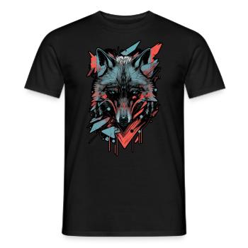 Wolf Cyber Punk Wildlife Animal Pack JGA Wolf Pack - T-shirt homme - noir - Devant - AI Model Male 178 light (178cm)
