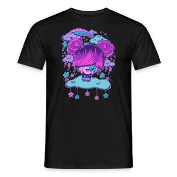 Rock star bubble head girl - Men's T-Shirt - black - Front - AI Model Male 178 light (178cm)