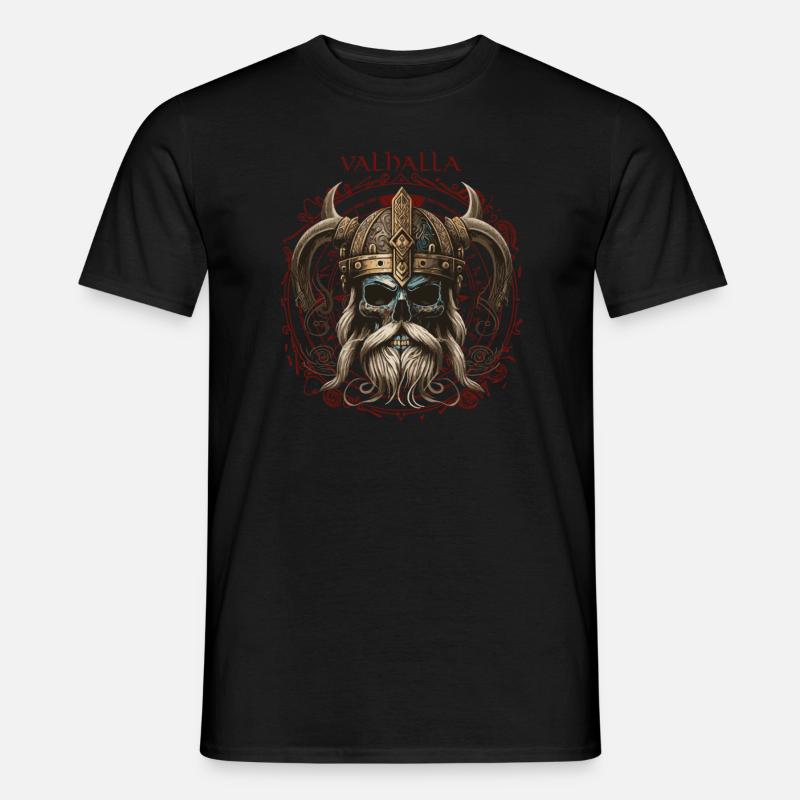 Viking Valhalla Skull - Männer T-Shirt - Schwarz