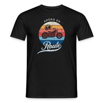 Apéro en route t-shirt moto bière homme cadeau - T-shirt homme - noir - Devant - AI Model Male 178 light (178cm)
