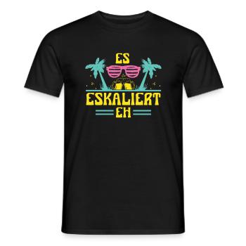 Mallorca Party Spruch Es Eskaliert Eh Humor - Männer T-Shirt - Schwarz - Vorne - AI Model Male 178 light (178cm)
