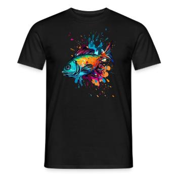 Poisson coloré - T-shirt homme - noir - Devant - AI Model Male 178 light (178cm)