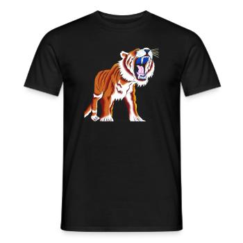 Säbelzahntiger Smilodon Majestätisch - Männer T-Shirt - Schwarz - Vorne - AI Model Male 178 light (178cm)