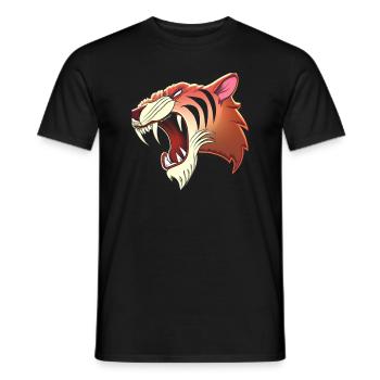 Säbelzahntiger Kopf Comic - Männer T-Shirt - Schwarz - Vorne - AI Model Male 178 light (178cm)