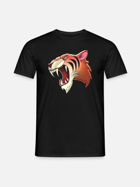 Säbelzahntiger Kopf Comic - Männer T-Shirt - Schwarz