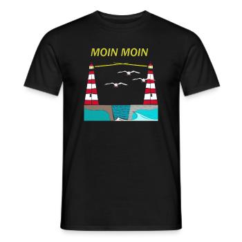 Nordsee Moin Leuchtturm - Männer T-Shirt - Schwarz - Vorne - AI Model Male 178 light (178cm)