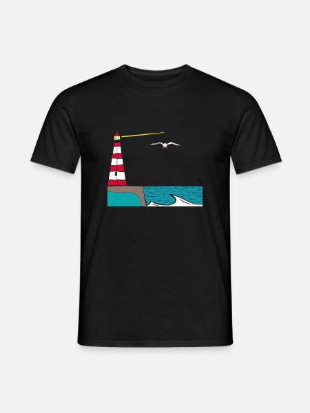 Nordsee Insel Möwe Leuchtturm - Männer T-Shirt - Schwarz