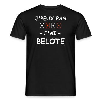 J'peux pas j'ai belote - T-shirt homme - noir - Devant - AI Model Male 178 light (178cm)