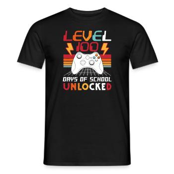 100th Day Video Gamer 100 Days of School Unlocked - Men's T-Shirt - black - Front - AI Model Male 178 light (178cm)