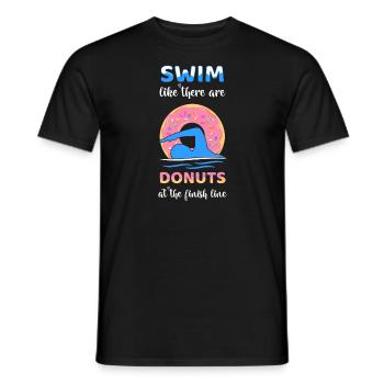 Schwimmen Sie, als gäbe es Donuts an der Ziellinie - Männer T-Shirt - Schwarz - Vorne - AI Model Male 178 light (178cm)