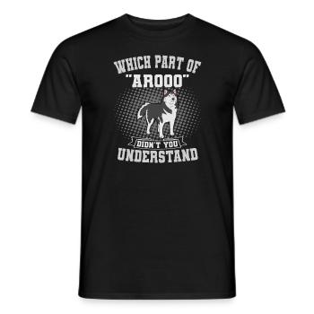 Siberian Husky Arooo Züchter Pelzeltern Schlittenhund - Männer T-Shirt - Schwarz - Vorne - AI Model Male 178 light (178cm)