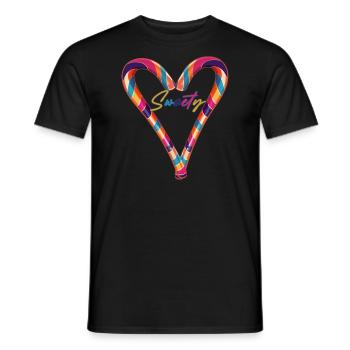 sweety,love is love ,heart, candy cane, candy - Men's T-Shirt - black - Front - AI Model Male 178 light (178cm)