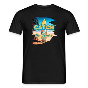 Catch the Waves - pour les amateurs de surf | planche de surf - T-shirt homme - noir - Devant - AI Model Male 178 light (178cm)
