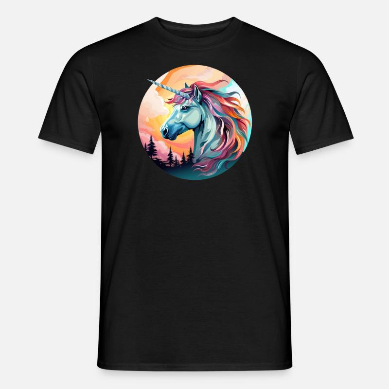 Einhorn - Männer T-Shirt - Schwarz