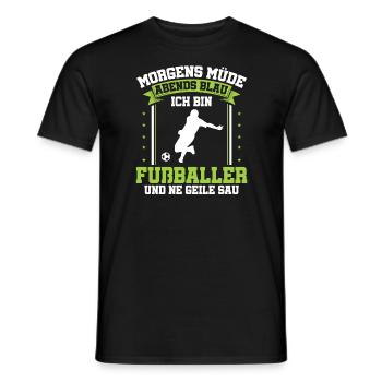 Fußball Morgens Müde Abends Blau Ich Bin Fußballer - Männer T-Shirt - Schwarz - Vorne - AI Model Male 178 light (178cm)