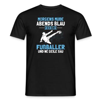 Fußball Morgens Müde Abends Blau Ich Bin Fußballer - Männer T-Shirt - Schwarz - Vorne - AI Model Male 178 light (178cm)