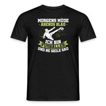Fußball Morgens Müde Abends Blau Ich Bin Fußballer - Männer T-Shirt - Schwarz - Vorne - AI Model Male 178 light (178cm)