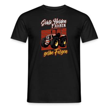 Traktor Echte Helden Fahren Gelbe Felgen Trecker - Männer T-Shirt - Schwarz - Vorne - AI Model Male 178 light (178cm)