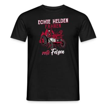 Trecker Traktor Echte Helden Fahren Rote Felgen - Männer T-Shirt - Schwarz - Vorne - AI Model Male 178 light (178cm)