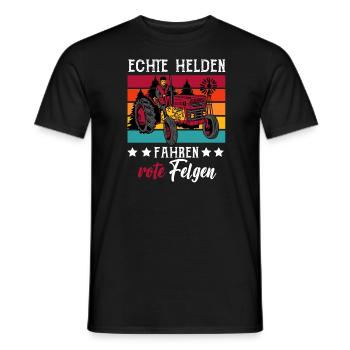 Traktor Trecker Echte Helden Fahren Rote Felgen - Männer T-Shirt - Schwarz - Vorne - AI Model Male 178 light (178cm)