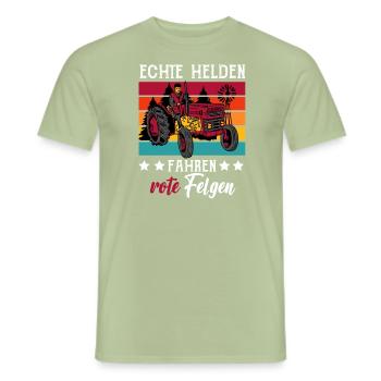 Traktor Trecker Echte Helden Fahren Rote Felgen - Männer T-Shirt - Sage - Vorne - AI Model Male 178 light (178cm)