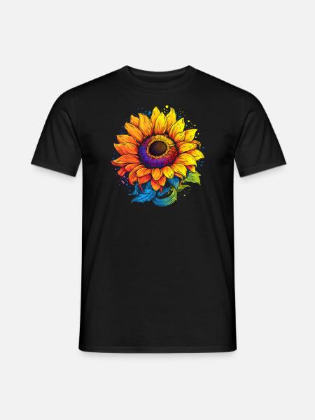 Sonnenblumen Blumenmotiv bunt - Männer T-Shirt - Schwarz