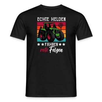 Landwirt Traktor Echte Helden Fahren Rote Felgen - Männer T-Shirt - Schwarz - Vorne - AI Model Male 178 light (178cm)
