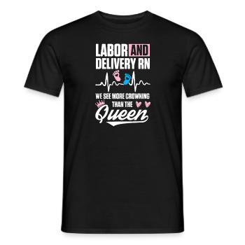 Labor and Delivery Nurse Crowning L&D Nursing - Men's T-Shirt - black - Front - AI Model Male 178 light (178cm)