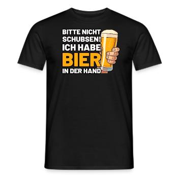 Bitte nicht schubsen ich habe Bier in der Hand - Männer T-Shirt - Schwarz - Vorne - AI Model Male 178 light (178cm)