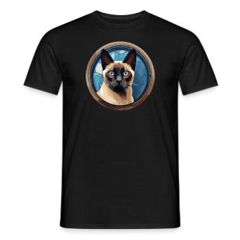 Siamese cat - Men's T-Shirt - black - Front - AI Model Male 178 light (178cm)