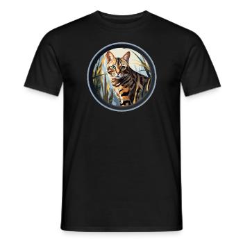 Bengalkatze - Männer T-Shirt - Schwarz - Vorne - AI Model Male 178 light (178cm)