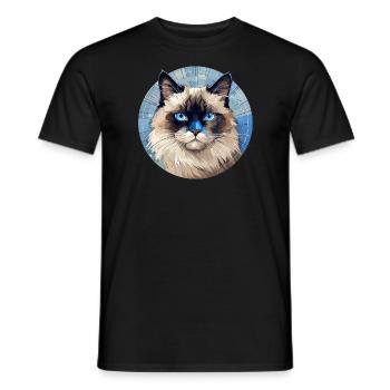 Ragdoll Katze - Männer T-Shirt - Schwarz - Vorne - AI Model Male 178 light (178cm)