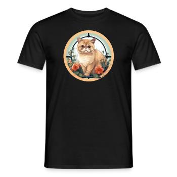 Exotische Kurzhaarkatze - Männer T-Shirt - Schwarz - Vorne - AI Model Male 178 light (178cm)