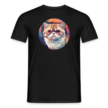 Exotische Kurzhaarkatze - Männer T-Shirt - Schwarz - Vorne - AI Model Male 178 light (178cm)
