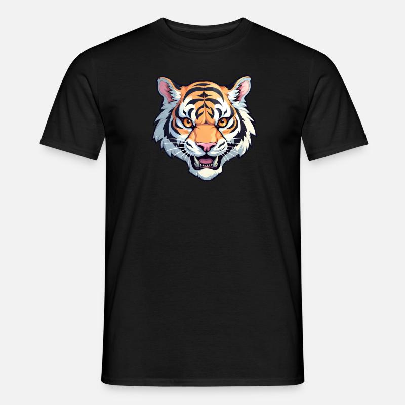 Tigre, Testa di tigre - T-shirt uomo - nero