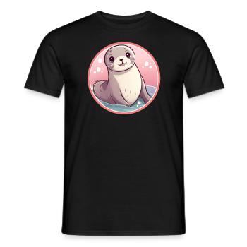 Sceau Kawaii - T-shirt homme - noir - Devant - AI Model Male 178 light (178cm)