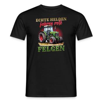 Landwirt Traktor Echte Helden Fahren Rote Felgen - Männer T-Shirt - Schwarz - Vorne - AI Model Male 178 light (178cm)