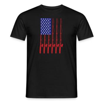 Fathers Day Fishing flag Fishing - Men's T-Shirt - black - Front - AI Model Male 178 light (178cm)