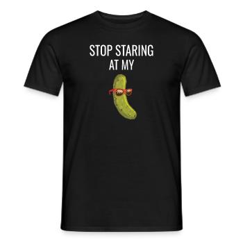 Humour Homme Concombre Arrête de regarder mon cornichon - T-shirt homme - noir - Devant - AI Model Male 178 light (178cm)